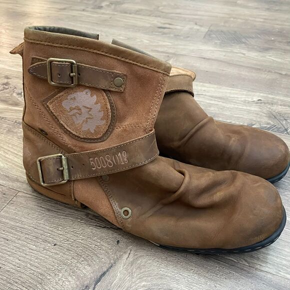 OTTO ZONE Tan Leather Buckle Moto Boots main image 6